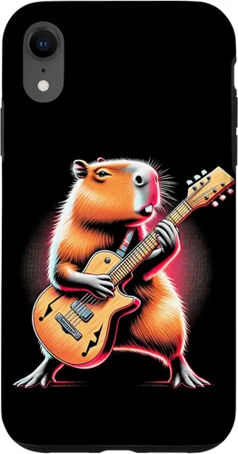 Vista 24 de iPhone 16 Capybara Playing Guitar Like A Rocker Guitarist Rock'n Roll Case