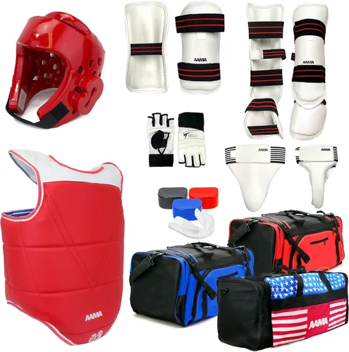 Vista 2 de AAMA Juego completo de equipos de protección de combate de Taekwondo - Personalizable