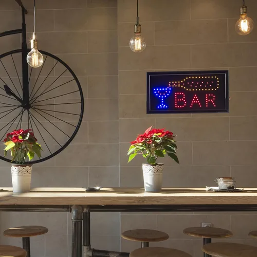 Vista 4 de Letrero de barra LED – Letrero eléctrico de neón con animación y LED de bajo consumo para hogares, negocios y eventos por Lavish Home