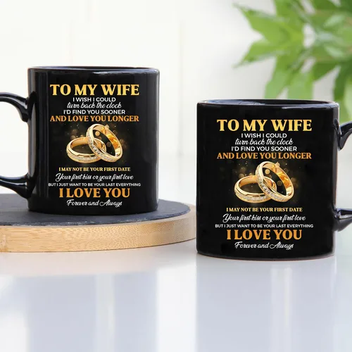 Vista 2 de TODOLIA -Taza de café con texto en inglés «To My Wife I Love You», regalo de taza de café para esposa del marido, taza de aniversario de boda