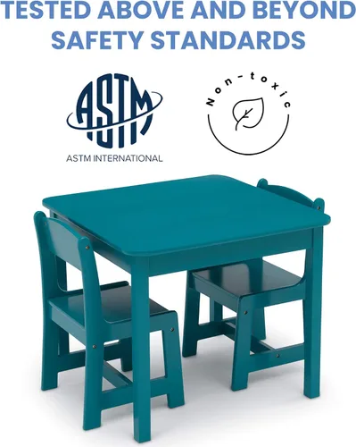 Vista 3 de Delta Children - MySize - Juego de mesa y 2 sillas de madera para niños, ideal para artes y manualidades, meriendas, educación en casa, tareas