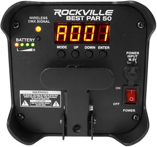 Vista 5 de Rockville Best PAR 50 Bundle: (4) Par recargable puede lavar luces con DMX RGBWA UV, bolsa de transporte RLB30 para accesorios de iluminación Slim