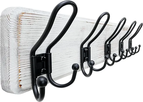 Vista 14 de Dseap Perchero para Abrigos Montado en Pared - Perchero Resistente de Estilo Granja Rural con 5 Ganchos de Alambre para Ropa, Sombrero, Chaqueta