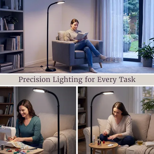 Vista 5 de Lavish Home - Lámpara de pie con luz solar y cuello de cisne ajustable