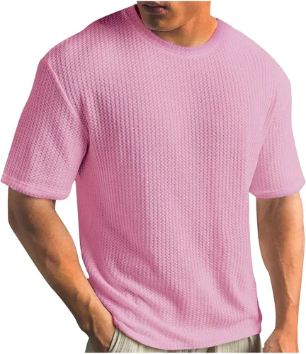 Vista 11 de Kint - Camiseta de manga corta para hombre, de verano, con cuello redondo, casual, color liso, ajuste relajado, camiseta de entrenamiento atlético