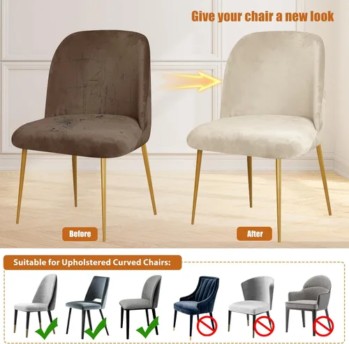 Vista 6 de Gollense Fundas de silla con respaldo curvado para comedor, fundas modernas de mediados de siglo, protector de asiento de silla semicírculo