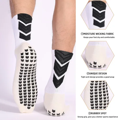 Vista 5 de QCWQMYL Calcetines de fútbol antideslizantes para hombre, 134 pares de calcetines antideslizantes para hospital, pilates, correr, calcetines
