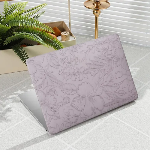 Vista 18 de iCasso - Funda compatible con MacBook Air de 13 pulgadas, versiones 2020-2018 A2337 M1 A2179 A1932, carcasa rígida de plástico con textura de cuero