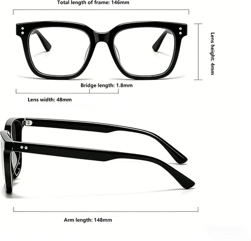 Vista 6 de Blue Light Blocking Glasses For Woman, Uv400/Uva/Uvb Protection Tac Lens Square Pc Frame, For Tv, Video, Pc, Phone