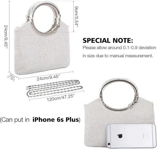 Vista 3 de LIFEWISH Bolsos de noche con diamantes de imitación de cristal para mujer, bolsos de mano brillantes para graduación, cóctel, fiesta, boda