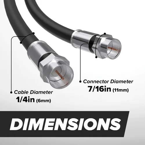 Vista 7 de Cable coaxial THE CIMPLE CO, 1 pie, para interior/exterior, Internet de alta velocidad, extensión para satélite, RG6, coaxial de doble blindaje