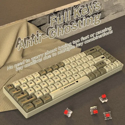 Vista 5 de ATTACK SHARK AK680 - Teclado mecánico para juegos 60% con cable, intercambiable en caliente, retroiluminación RGB arco iris, impresión UV y control