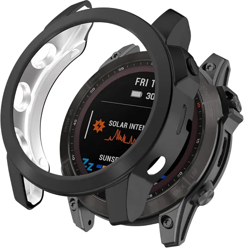 Vista 2 de Funda compatible con Garmin Fenix 7, cubierta protectora chapada en TPU suave, marco protector para Garmin Fenix 7/Fenix 7 Solar/Fenix 7 Sapphire