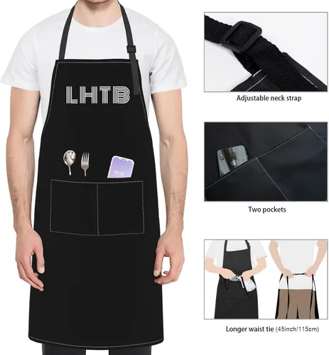 Vista 3 de Delantal personalizado para hombres y mujeres, delantales personalizados con bolsillos, personalizable, nombre, texto, logotipo, imagen, foto
