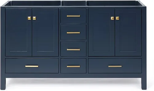 Vista 52 de ARIEL Cambridge Mueble base de tocador de baño de 36 pulgadas, madera maciza, 2 puertas de cierre suave, 5 cajones de cola de milano, roble marrón