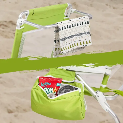 Vista 2 de Old Bahama Bay Mochila plegable de 5 posiciones con bolsa de playa grande y toallero, silla reclinable ligera portátil de aluminio para exteriores