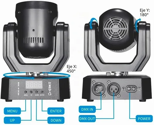 Vista 7 de Mini luces de cabeza móvil, 30 W, luces de escenario de DJ