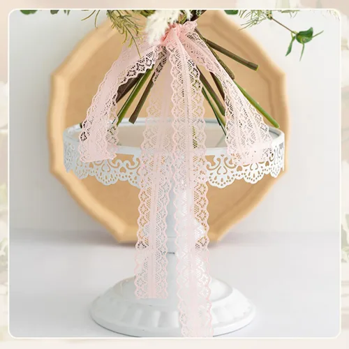 Vista 7 de Cinta de encaje con ribete, tela de encaje con patrón vintage en rollo - Perfecta para envolver regalos, manualidades, diseño de flores, costura