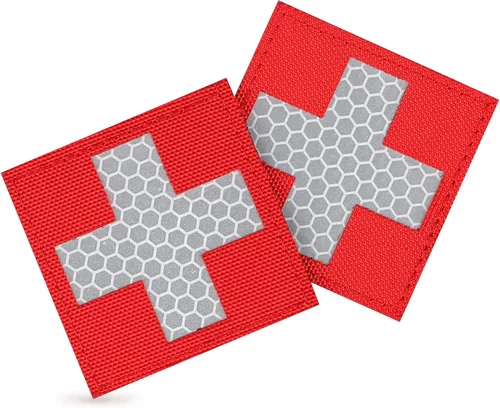 Vista 11 de LIVANS Medic Cross Moral Patch, parche de primeros auxilios de cruz blanca Verde militar (bordado) - 2 paquetes