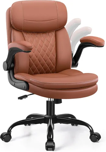 Vista 8 de Silla de oficina de cuero, silla de escritorio para computadora Negro