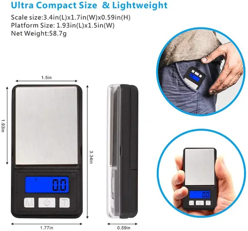Vista 2 de Fuzion Ultra Mini Scale, 1000g x 0.1g Digital Pocket Scale, Grams and Oz 6 Units, Gram Scale with LCD Display, Tare