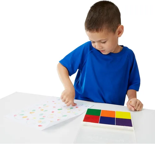 Vista 3 de Almohadilla con tinta de 6 colores para sellos, Melissa & Doug, Arcoíris estampado de 6
