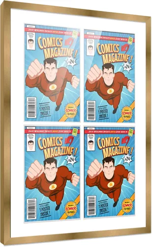 Vista 132 de Poster Palooza Marco de cómic con paspartú para 1 cómic de la Edad de Bronce publicado entre 1970 y 1985, marco de cómic negro para cómic de 7.25 x