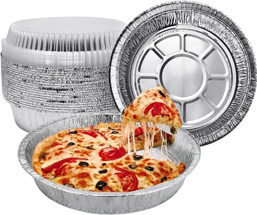Vista 2 de Round Aluminum Foil Pans with Clear Lids (50, 7 inch)