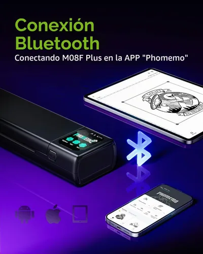 Vista 6 de Phomemo M08F Plus - Impresora de plantillas de tatuaje con pantalla táctil Negro