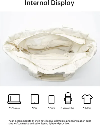 Vista 4 de Amazing Song Bolso de mano acolchado para mujer, bolso de hombro grande acolchado, bolso de diseñador de trabajo con cierre de cremallera