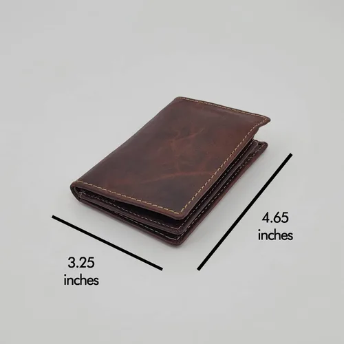 Vista 5 de ag wallets Billetera plegable de cuero de vaca para hombre con forma única y tarjeta de identificación (marrón vintage), OS (1209CF), Marrón