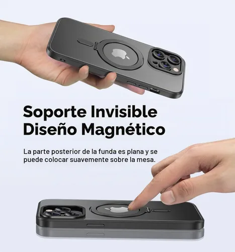 Vista 4 de MAGIC JOHN Funda para iPhone 11 Pro [compatible con Magsafe] [con soporte de metal magnético] [a prueba de golpes de grado militar] Negro