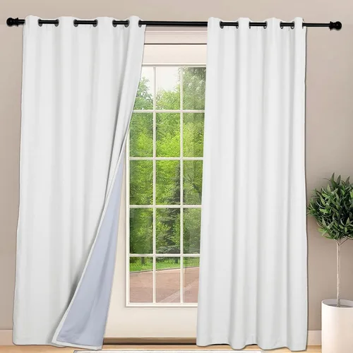 Vista 30 de Frelement Cortinas opacas extralargas de 108 pulgadas de largo, para sala de estar, cortinas de lino con bloqueo de luz, cortinas con aislamiento