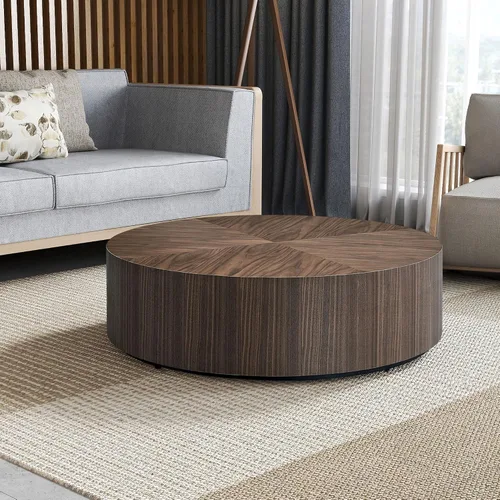 Vista 30 de Mesa de centro moderna, mesa de té central circular de 15.75 pulgadas, mesa de cóctel, mesas de centro redondas cilíndricas para sala de estar