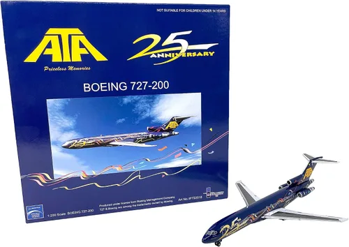 Vista 5 de ATA 25th Annv Boeing 727-200 modelo miniatura de avión Diecast 1:200 Parte # A012-IF722018