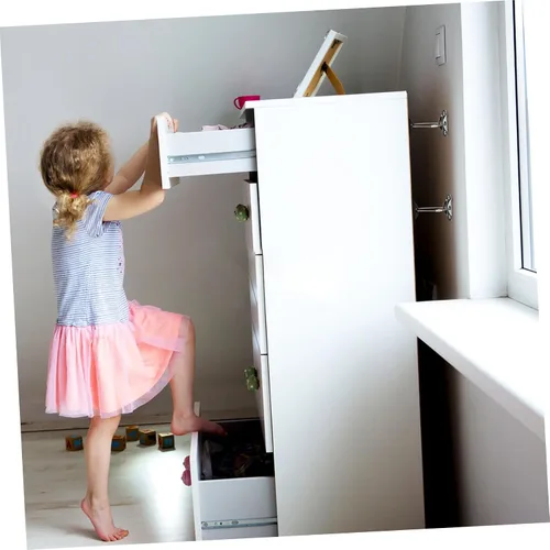 Vista 4 de BESTonZON 2-Pack Baby Proofing Furniture Anchors Adjustable Anti-Tip Straps for Dresser and Bookcase Safety Secure Furniture to Wall Child Safety Kit