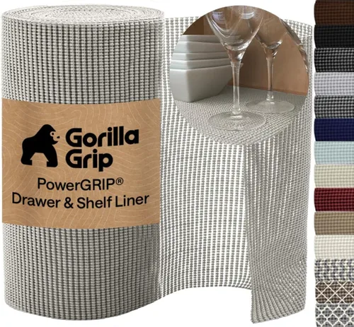Vista 23 de GORILLA GRIP powerGRIP - Forro para estante de cajón y gabinete, agarre grueso y fuerte, forros no adhesivos que protegen armarios de cocina