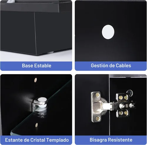 Vista 7 de chartustriable Soporte de TV LED para TV de 80 pulgadas, centro de entretenimiento alto moderno con tomas de corriente, soporte de TV de alto