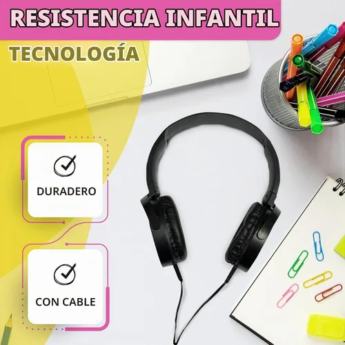 Vista 3 de Paquete de 1 auricular de piel con cable con conector de 0.138 in, carcasa redonda de metal, color negro