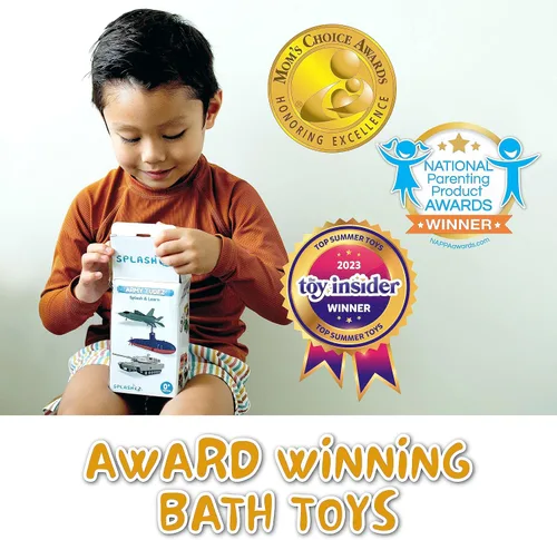 Vista 3 de SplashEZ Juguetes de Baño para Niños de 4-8 Años, Juguetes de Baño para Niños Varones, Sin Moho Sin Agujeros Sellados, Conjunto de Juego Militar