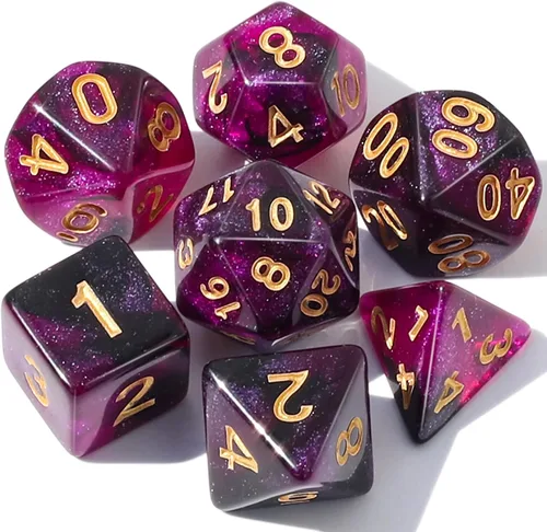 Vista 13 de CiaraQ DND - Juego de dados poliédricos con una bolsa de dados negra para juegos de mesa de rol D&D RPG MTG