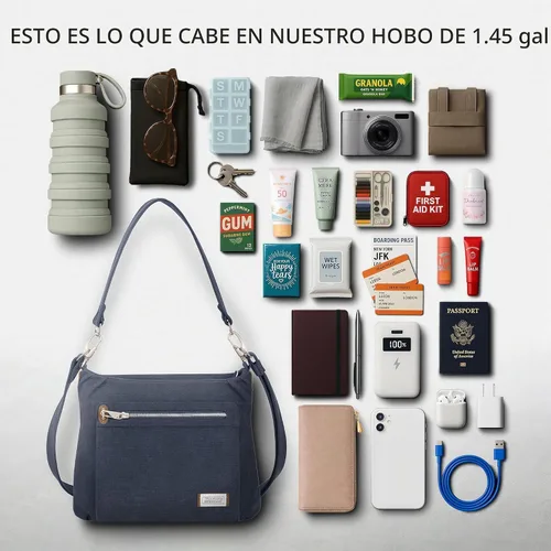 Vista 7 de Travelon Bolso Hobo Heritage antirrobo Índigo