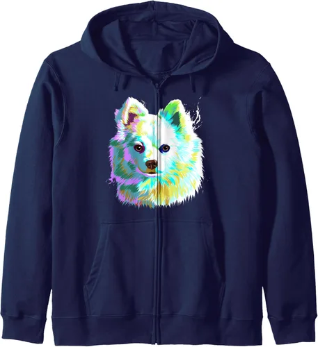 Vista 6 de Perro Volpino Italiano Sudadera con capucha, Negro