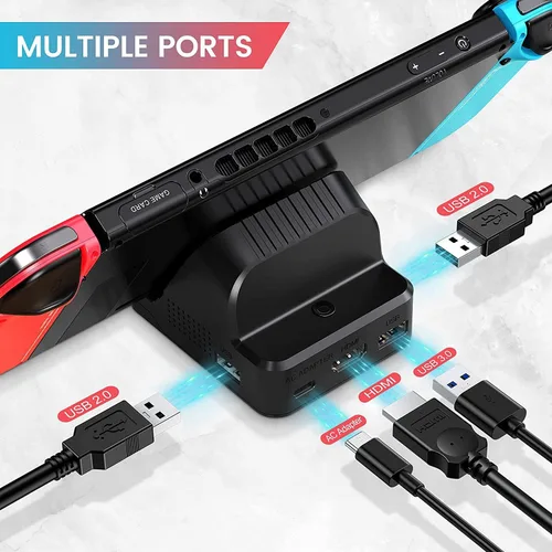 Vista 3 de Switch Dock para Nintendo SwitchSwitch OLED (estación de acoplamiento de interruptor Nintendo para TV y base de carga) Soporte adaptador de TV
