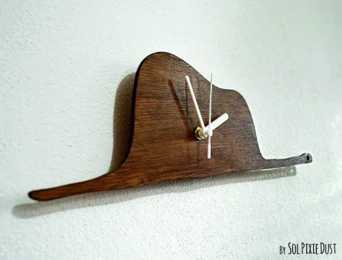 Vista 2 de Prince - A Boa Constrictor Digesting An Elephant - Wooden Silhouette Wall Clock