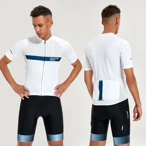 Vista 2 de DIFOS Men's Cycling Jerseys Short Sleeve MTB Mountain Bike Jersey Honeycomb Breathable Mesh with 3 Pockets