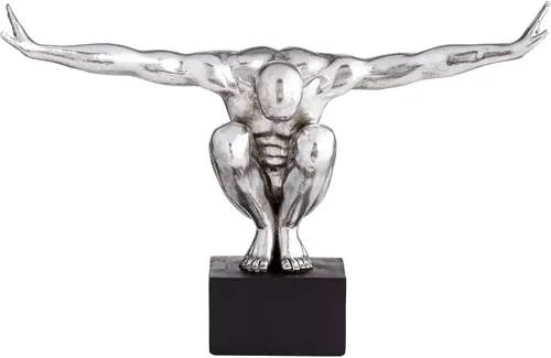 Vista 3 de Kensington Hill Gimnasta masculino Pose 19 1/2" Escultura de plata de ancho