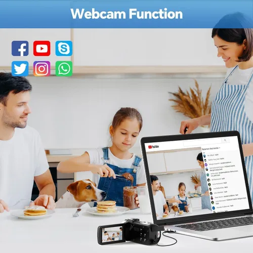 Vista 7 de Videocámara Camcorder 4K 42MP, pantalla de 3.0" con rotación de 270°, cámara de vlogging para YouTube, videocámaras con zoom digital de 18X, 2