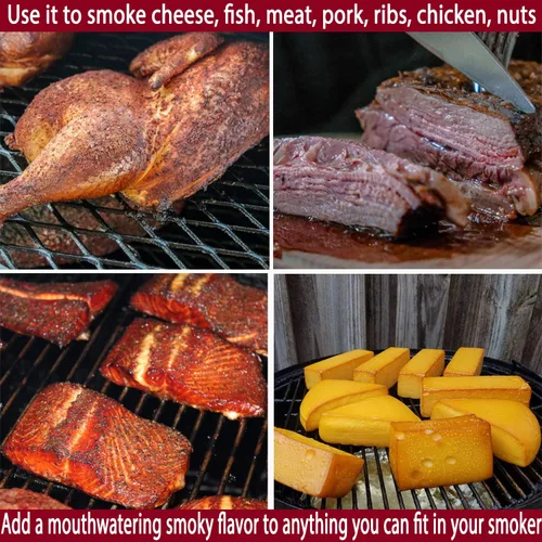 Vista 5 de Kaduf Bandeja para ahumar pellets de 5 x 8 pulgadas, 12 horas de humo ondulante, tubo ahumador para ahumar carne caliente y fría, pescado, queso