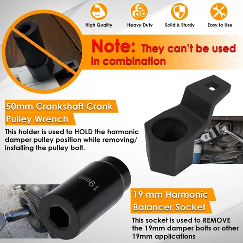 Vista 2 de Yoursme 0.748 in Armónico Equilibrador Socket 3,034.646 & 1.969 in Cigüeñal Polea Soporte de llave para motores Honda y Acura